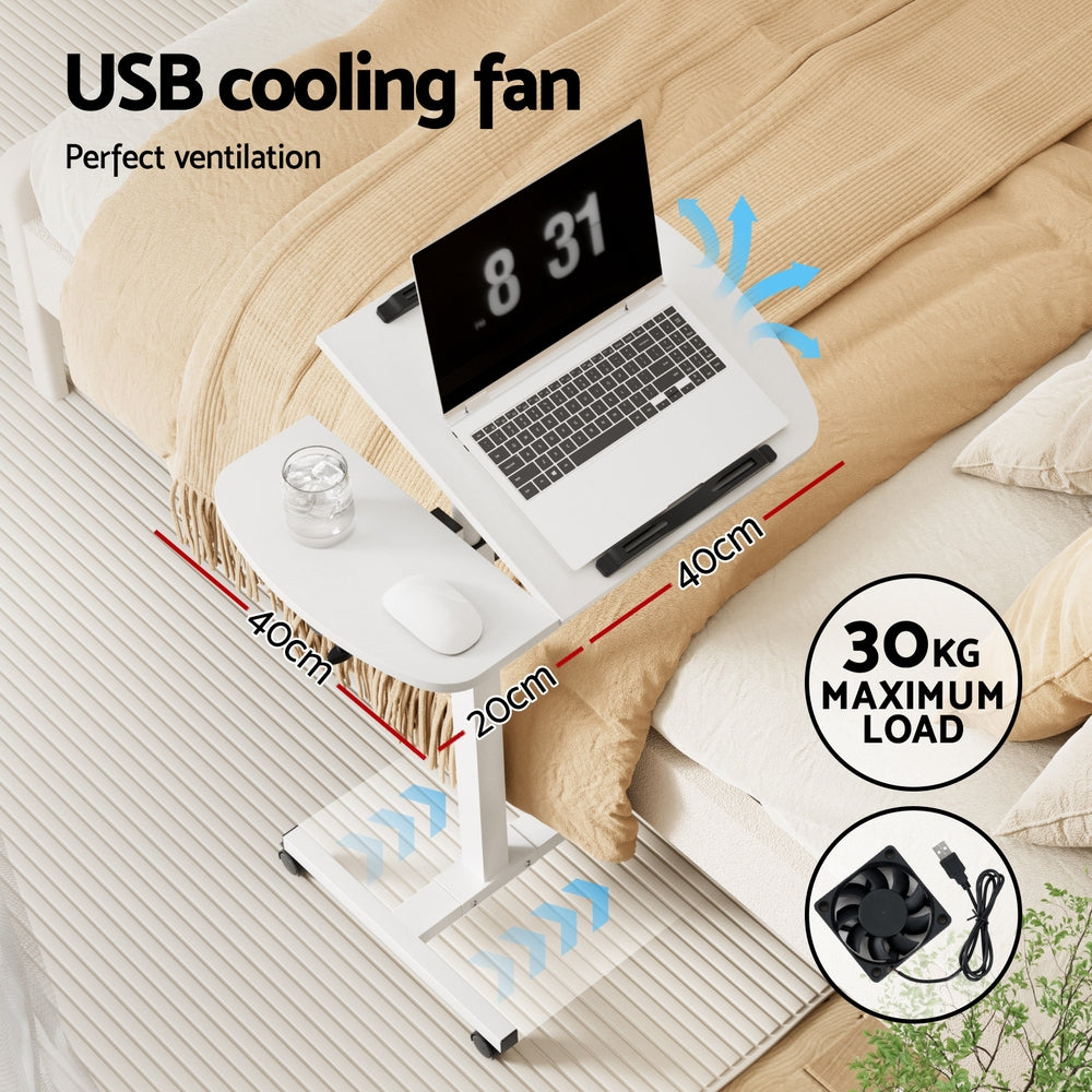 Artiss Laptop Desk Table Fan Cooling White 60cm