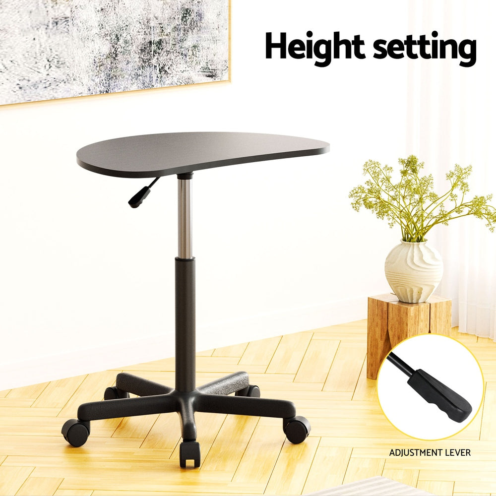 Artiss Laptop Desk Portable Height Adjustable Table Caster Wheels 60cm Black