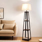 Floor Lamp 3 Tier Shelf Storage LED Light Stand Home Room Vintage - White