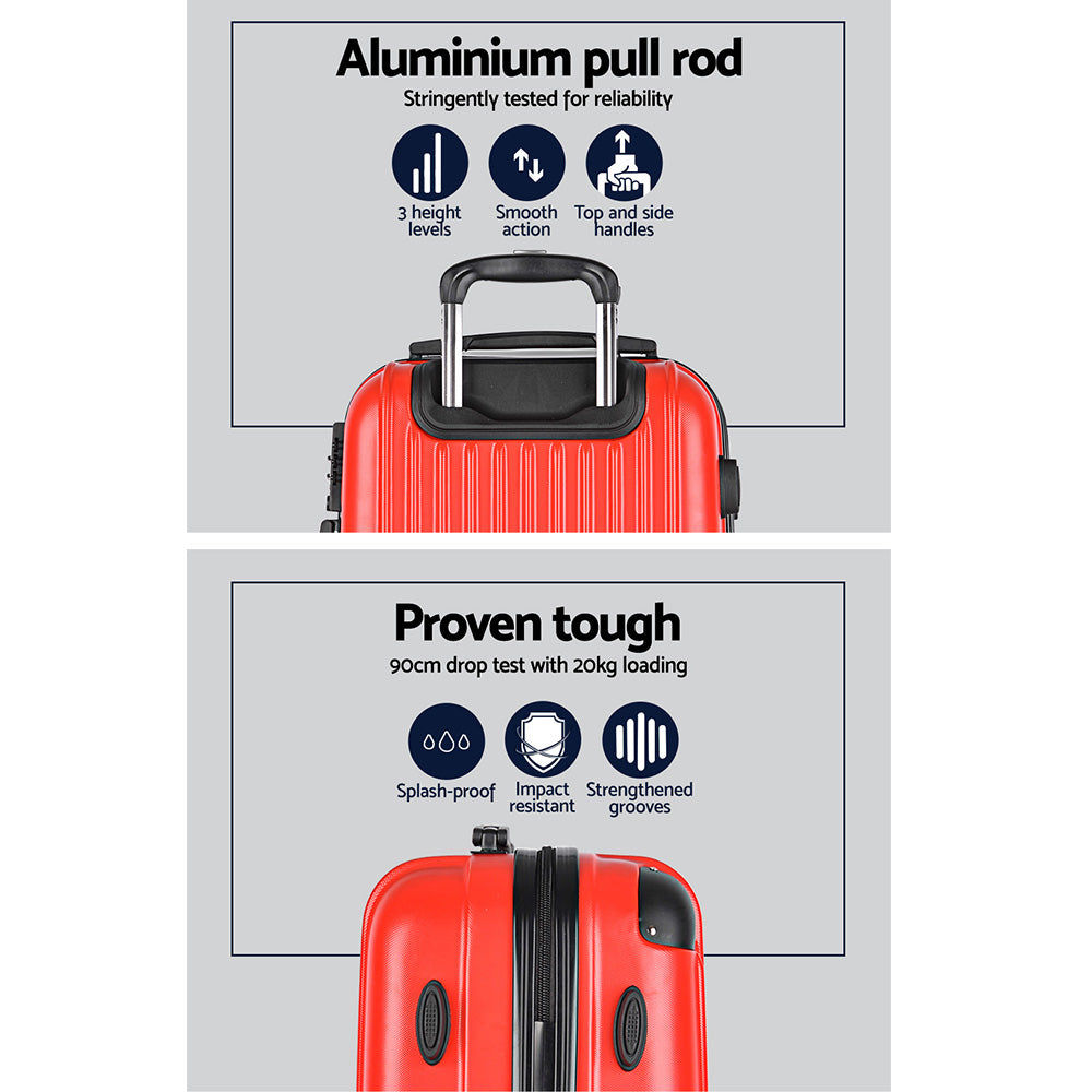 Set of 2 Luggage Trolley Suitcase Sets Travel TSA Hard Case Red