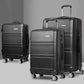 Set of 3 Luggage Trolley Set Suitcase Travel TSA Hard Case Black