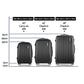 Set of 3 Luggage Set Travel Suitcase Storage Organiser TSA lock Black