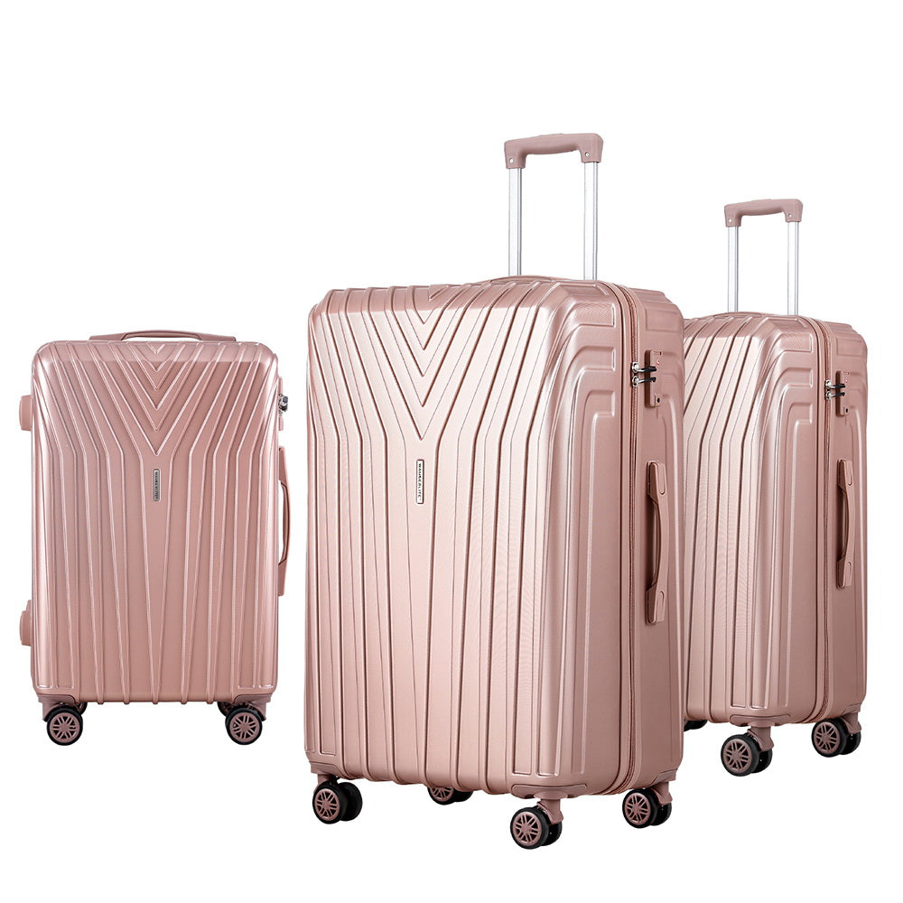 Set of 3 Luggage Set Suitcase Hardcase Trolley Travel Pink