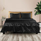 Queen Dreamz Silky Satin Sheets Fitted Flat Black