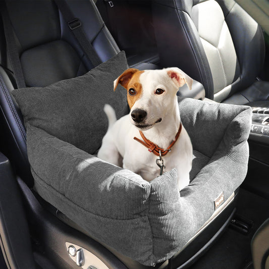 Pet Car Booster Seat Dog Protector Portable Travel Bed Removable Grey M - Grey Medium