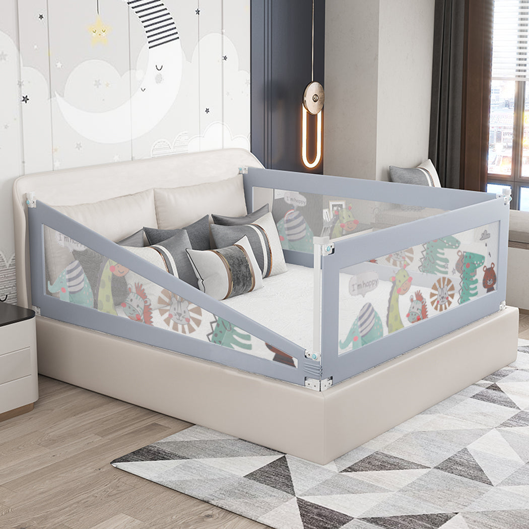Kids Baby Safety Bed Rail Adjustable Folding Child Toddler Protect Set - Super King