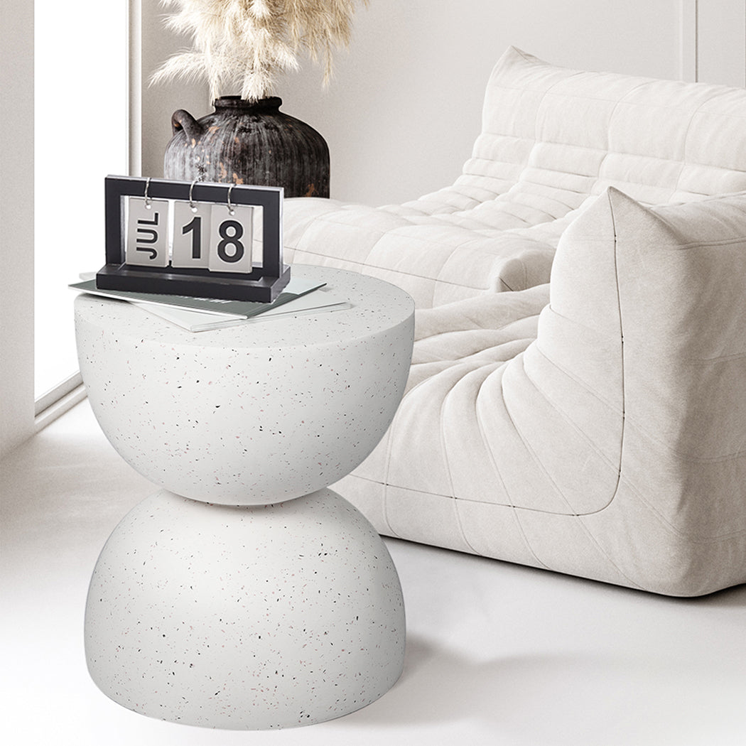 Iskander Side End Table Terrazzo Tables - Beige