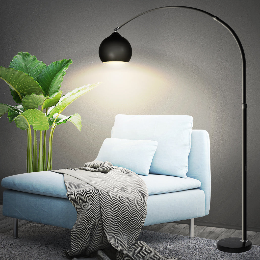 Modern Led Floor Lamp Stand Reading Light Height Adjustable Indoor Marble Base - Black