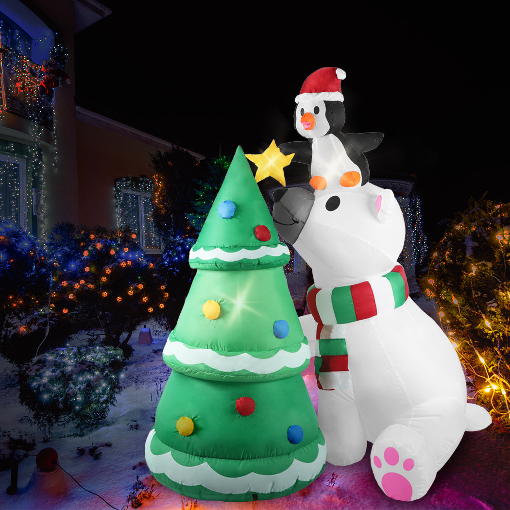 Polar Bear Tree Christmas Inflatable Xmas Decorations - 1.8M