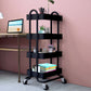 4 Tiers Kitchen Trolley Cart Steel Storage Rack Shelf Organiser Black