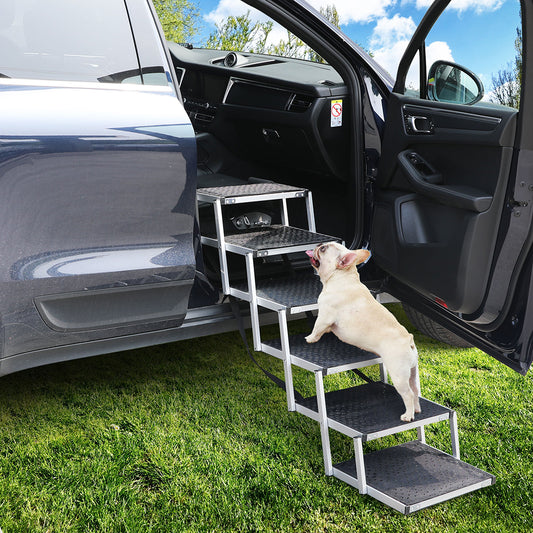 PaWz 6 Steps Dog Ramp Adjustable Height Black