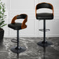 110.5cm Lille Bar Stools Kitchen Gas Lift Wooden Beech Stool Chair Swivel Barstools - Black