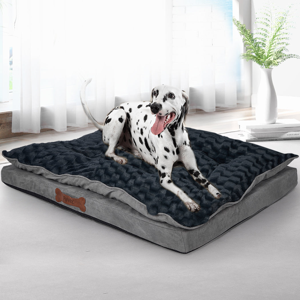 LARGE Dog Beds Calming Pet Removable - Grey