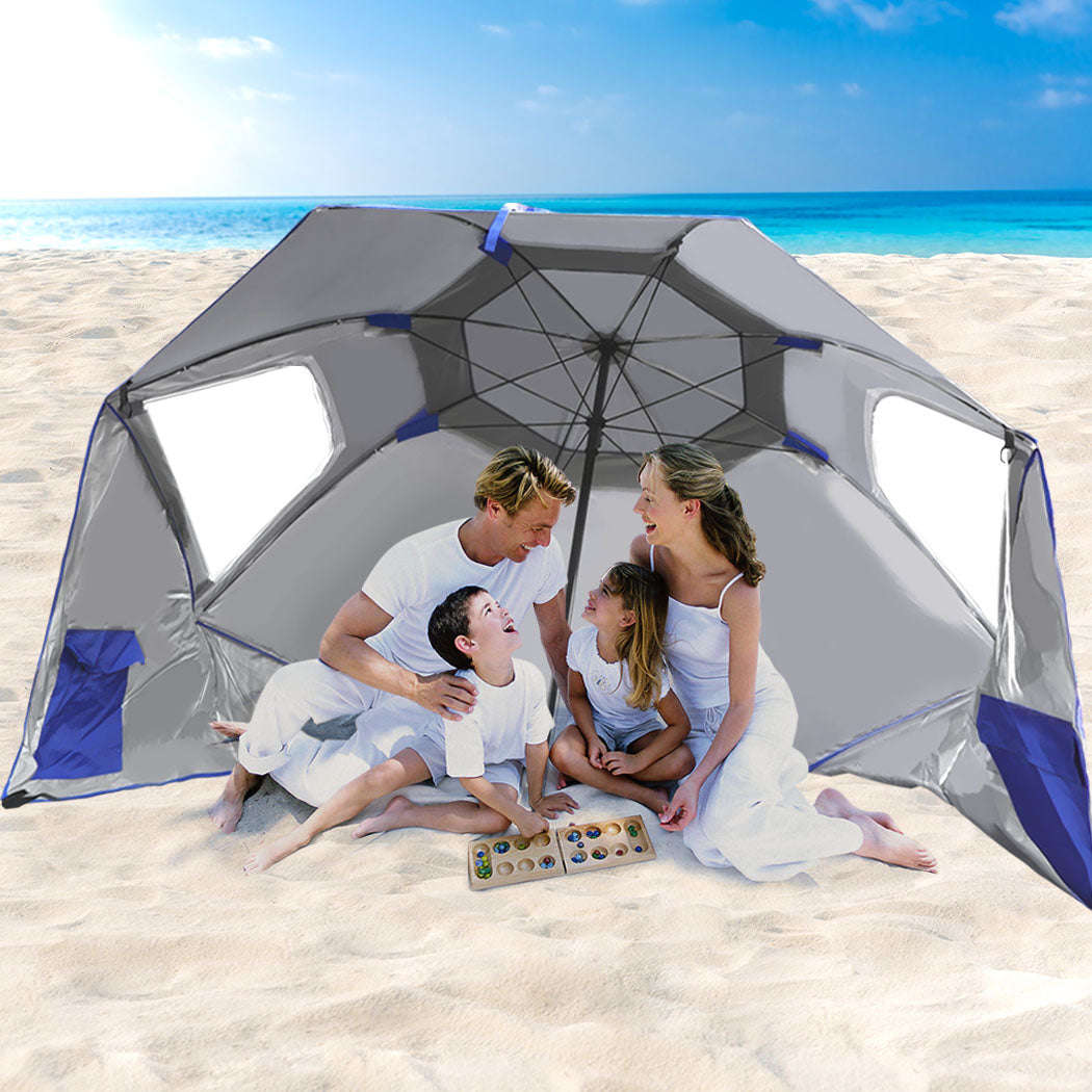 2.33m Nanakuli Outdoor Umbrella Beach Sun Shade Garden Shelter - Blue