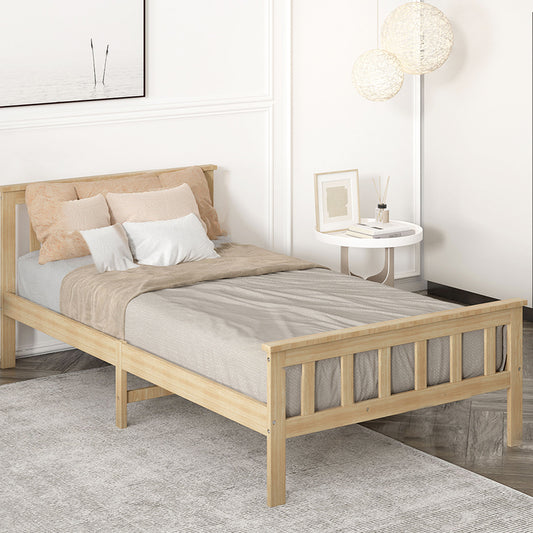 Paula Solid Pinewood Wooden Bed Frame no Drawers - Natural King Single