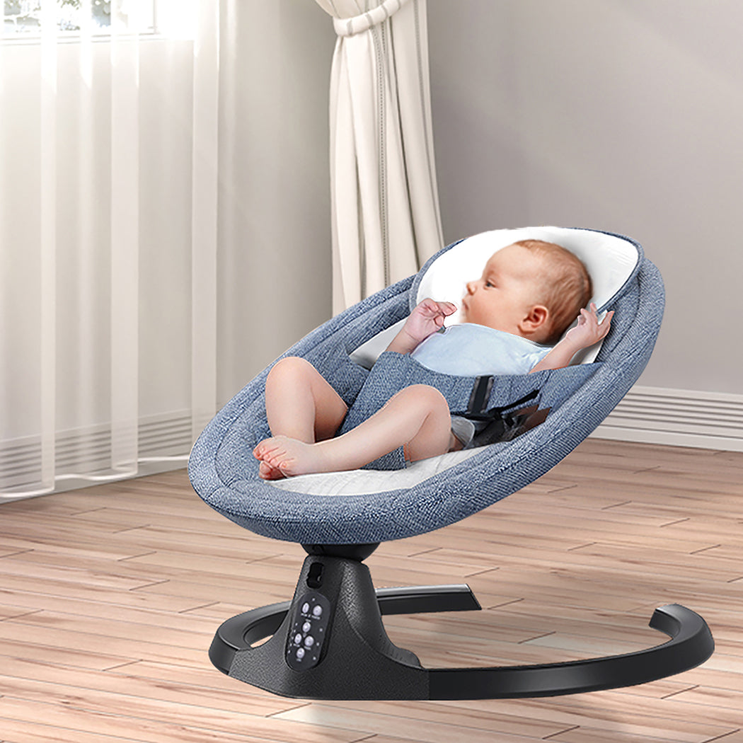 Baby Swing Cradle Rocker Bed Electric Bouncer Seat Blue Infant Remote Chair