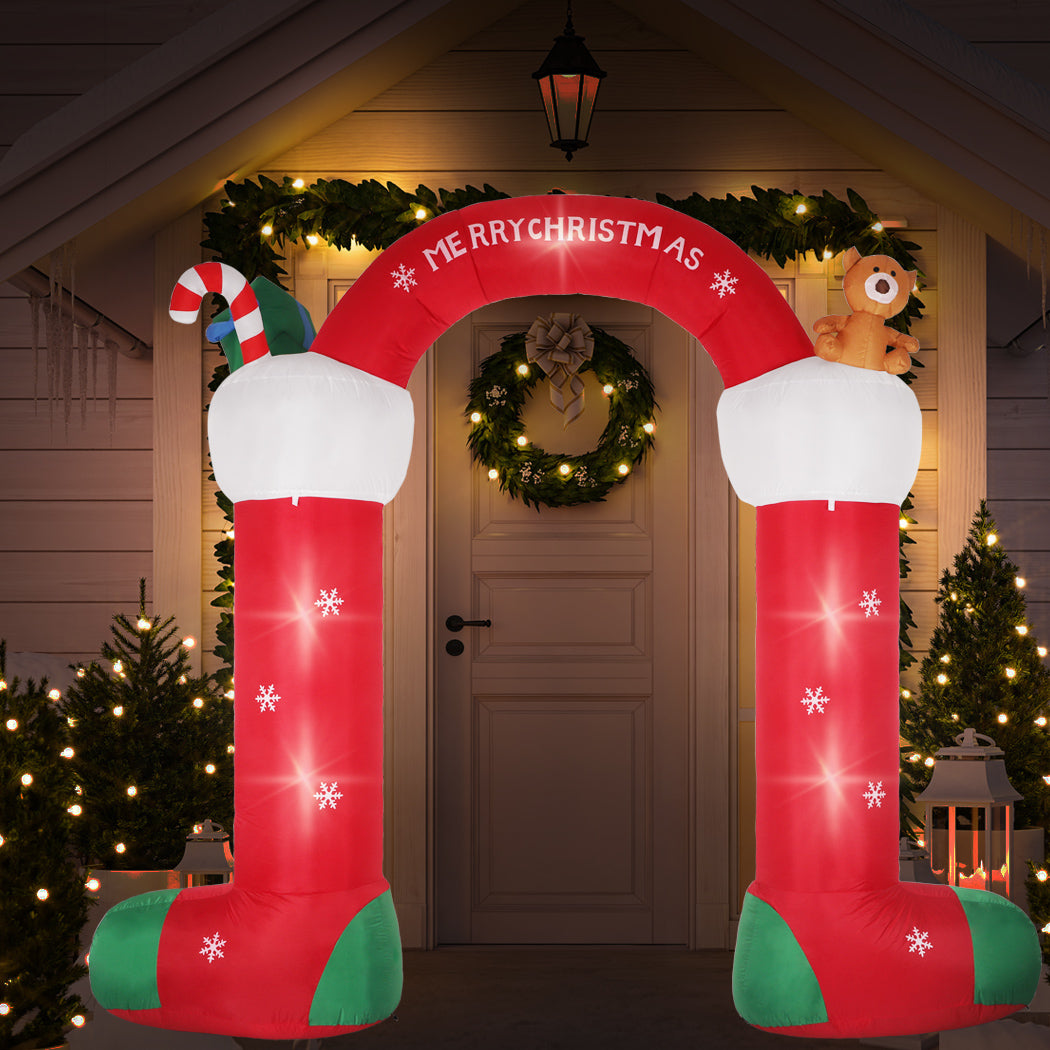 Stocking Arch 3M Christmas Inflatable Decor LED Lights Xmas Party