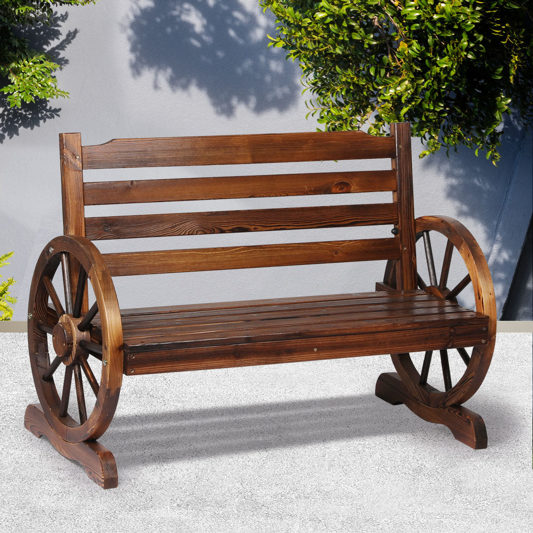 Theron Garden Bench Wooden Wagon Seat Outdoor Chair Lounge Patio Furniture - Brown