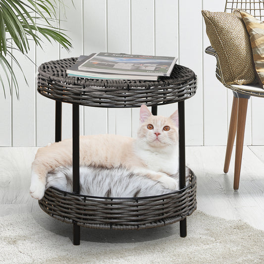 SMALL Cat Beds Rattan Pet Elevated Raised - Brown