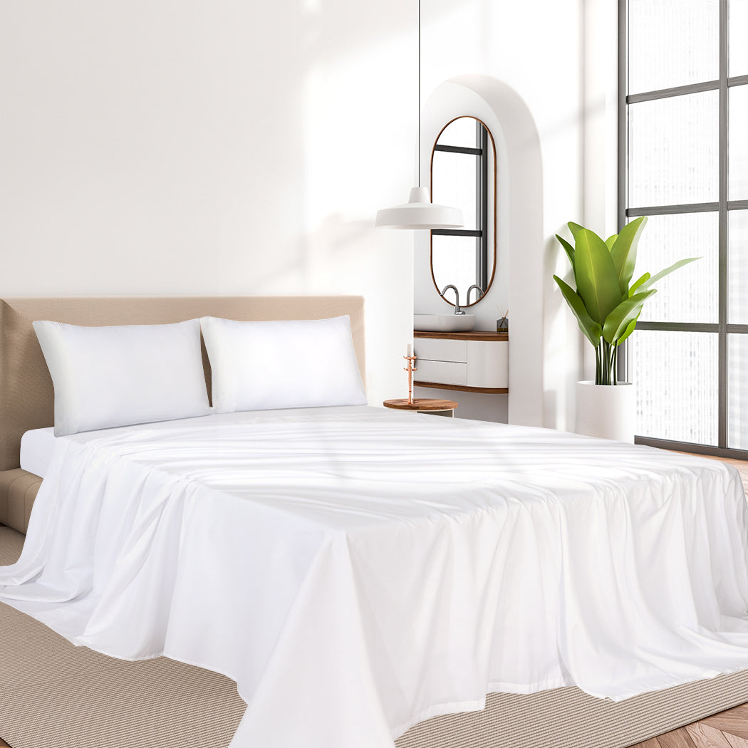 Queen Dreamz 4pcs Size 100% Bamboo Bed Sheet Set White