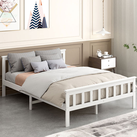 Mia Wooden Bed Frame Base Solid Timber Pine Wood White - Double