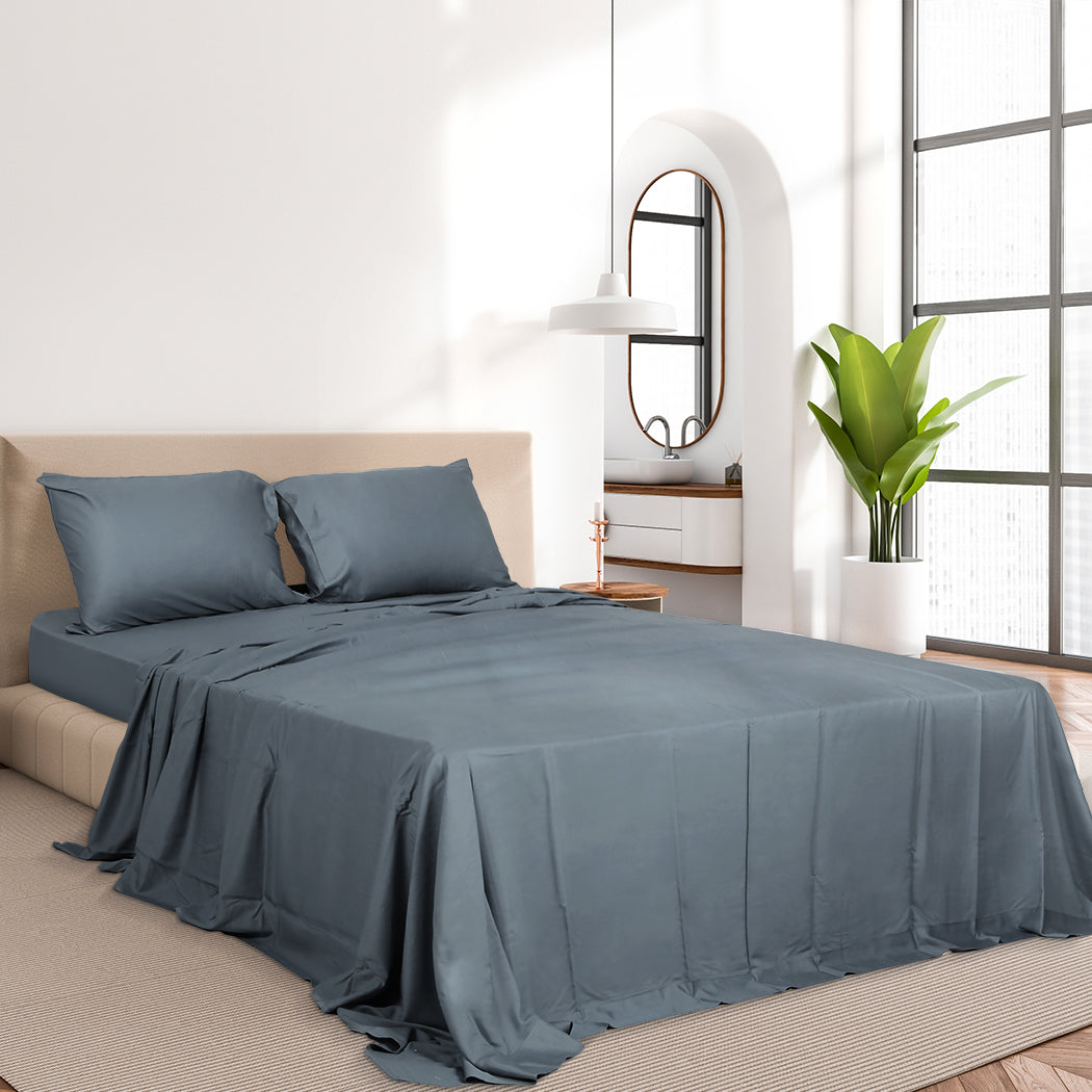 Queen Dreamz 4pcs Size 100% Bamboo Bed Sheet Set Charcoal