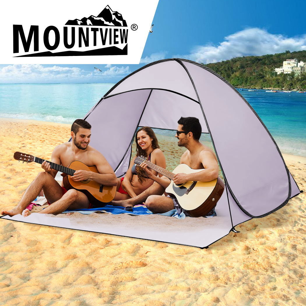 Pop Up Beach Tent Camping Portable Shelter Shade 4 Person Tents Fish Grey