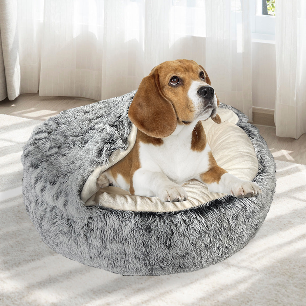 MEDIUM Dog Beds Pet Calming Warm Soft Plush - Charcoal