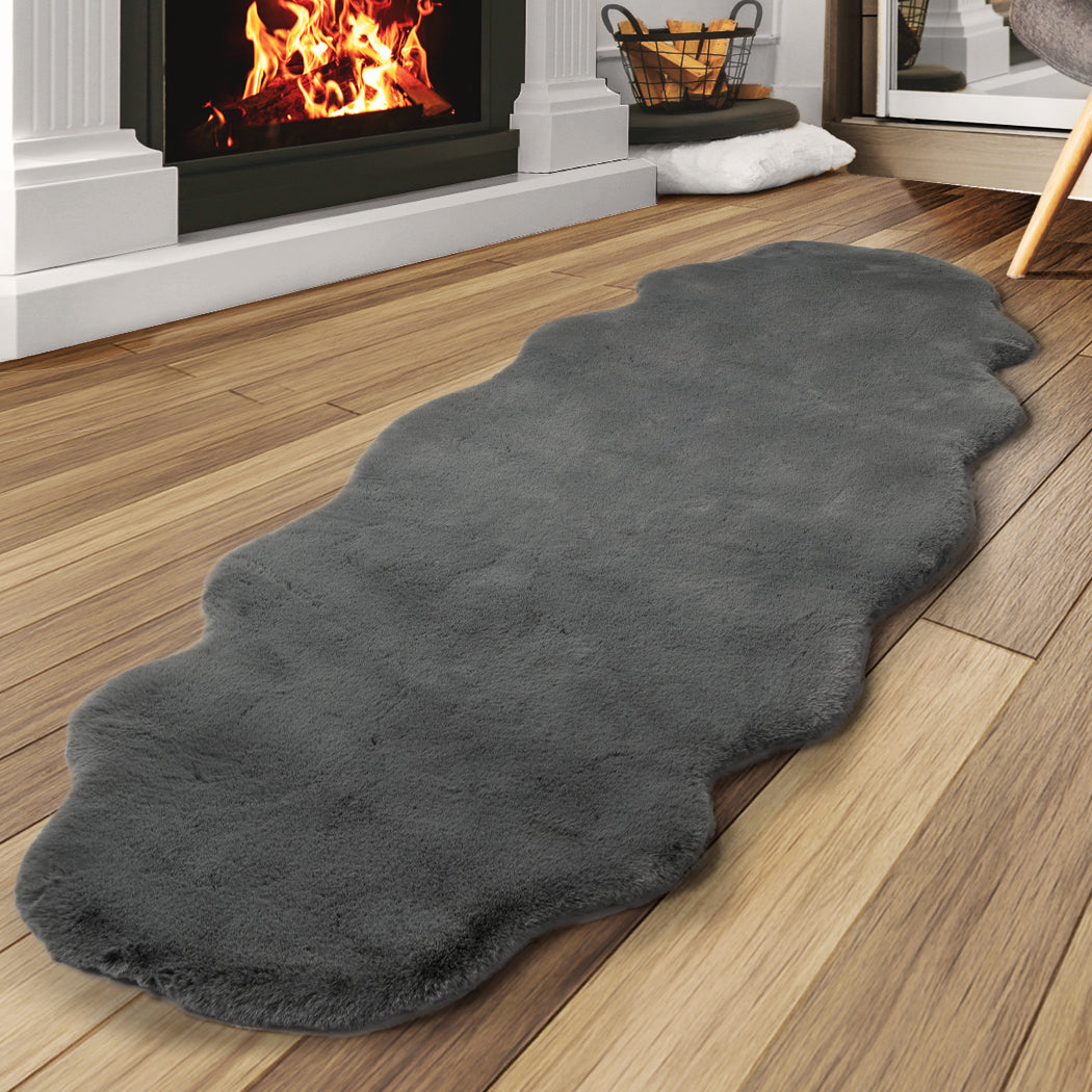 Lennon 80x200cm Floor Rug Area Rugs Cloud Fluffy - Grey