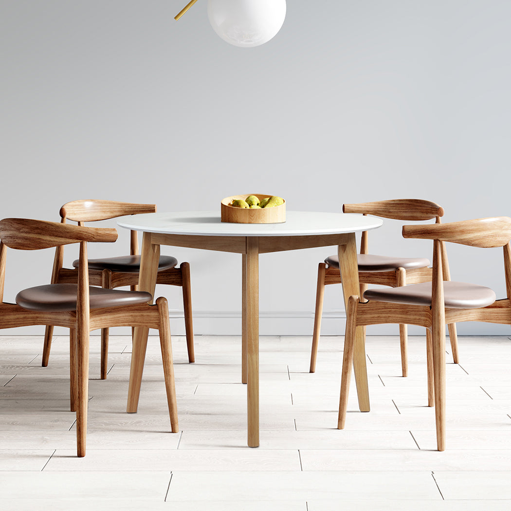 Dining Table Round Rubberwood Base 100cm - White