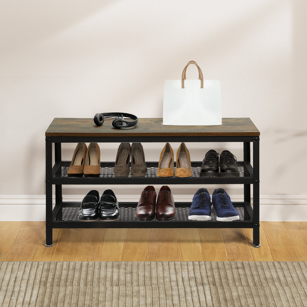 Levede 3-Tier Shoe Rack Bench Storage Cabinet 73cm