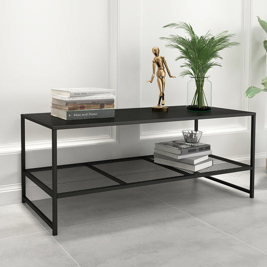 Ision Coffee Table 2-Tier Spacious Design Steel Home Shelf Waterproof End - Black