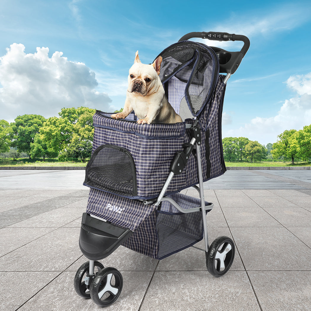 Pet Stroller 3 Wheels Dog Cat Cage Puppy Pushchair Travel Walk Carrier Pram