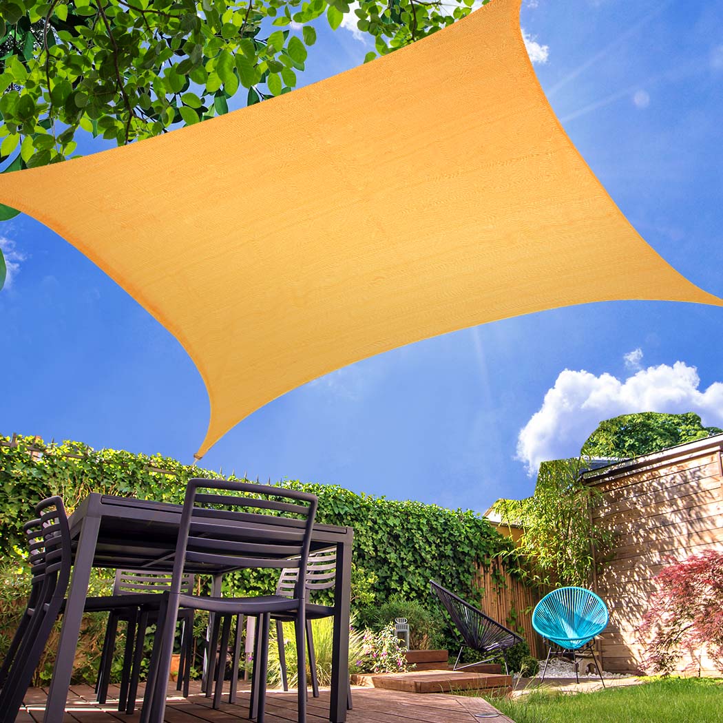 Sun Shade Sail Cloth Rectangle Canopy Shadecloth Outdoor Awning Cover Beige 3X4M