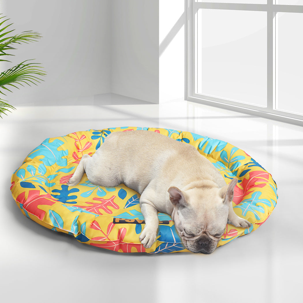 LARGE Dog Beds Pet Cool Gel Mat Bolster - Yellow