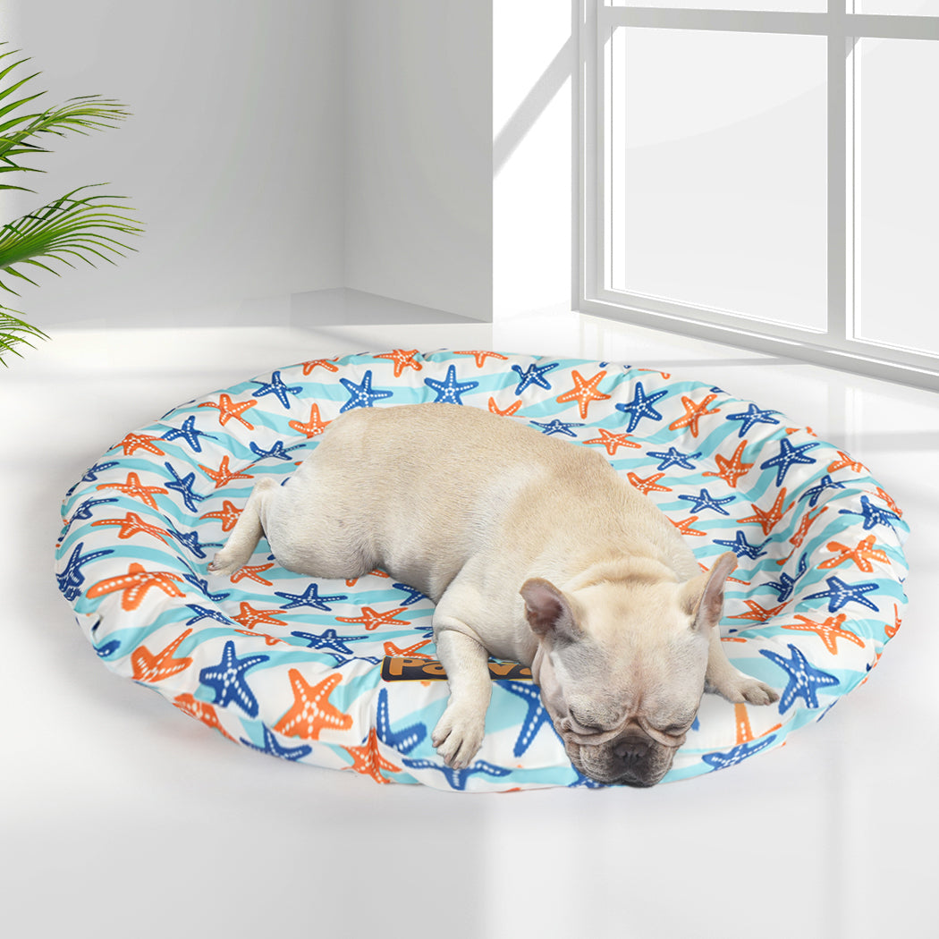 LARGE Dog Beds Pet Cool Gel Mat Bolster - Multicolour