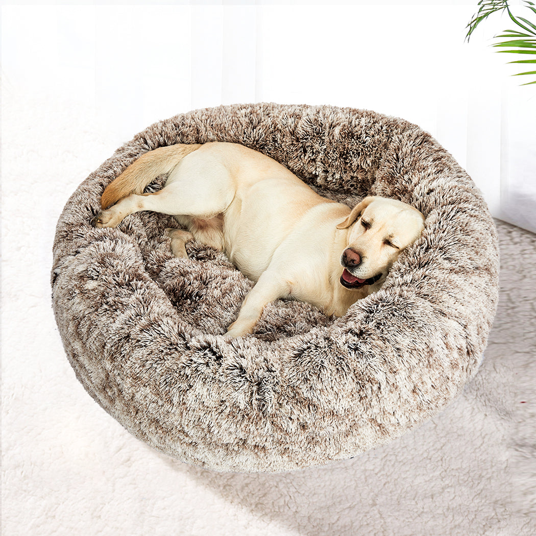 LARGE Dog Beds Pet Nest Calming Donut - Brown