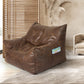 Bean Bag Chair Square Cover PU Indoor Home Game Lounger Seat Lazy Sofa Large - Dark Brown