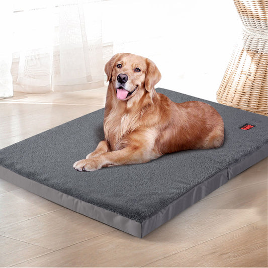 Borzoi Dog Beds Foldable Pet Soft Plush Cushion Pad - Grey MEDIUM