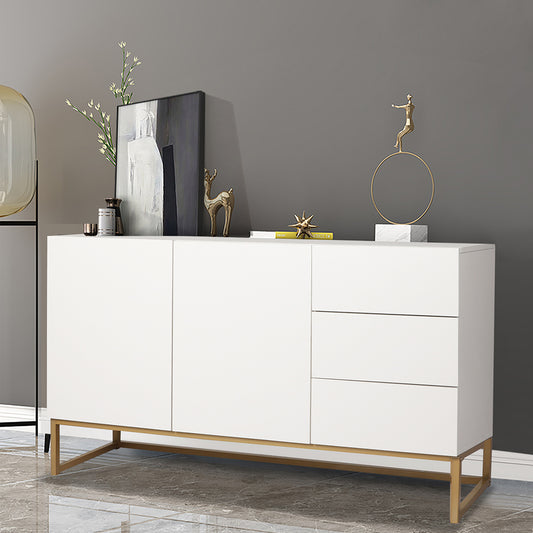 Callum Wooden Buffet Sideboard Cabinet Automatic Spring Drawers Storage Shelf Cupboard - White