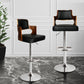 110.5cm Palermo Kitchen Bar Stools Gas Lift Wooden Beech Stool Metal Barstools - Black & Silver