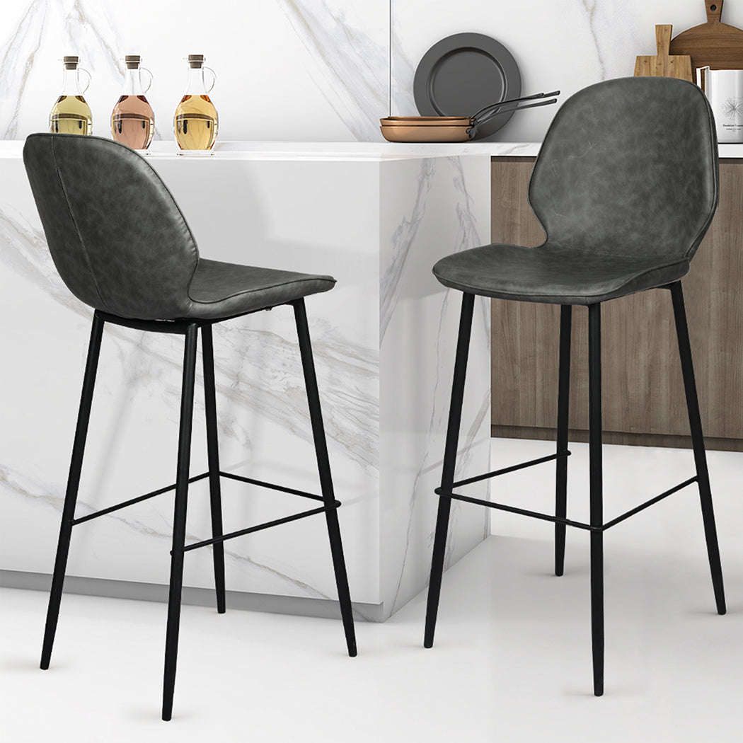 Set of 2 Zurich Bar Stool Barstools Counter - Grey