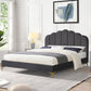 Ariana Bed Frame Base Platform Wooden Velvet with Headboard - Grey Queen