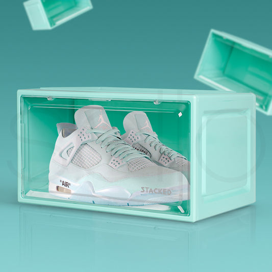 Stacked Sneaker Display Case Stackable Cyan