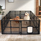 Pet Playpen Foldable Protable Dog Play Pens Plastic Garden Outdoor 8-Panels - Black Large