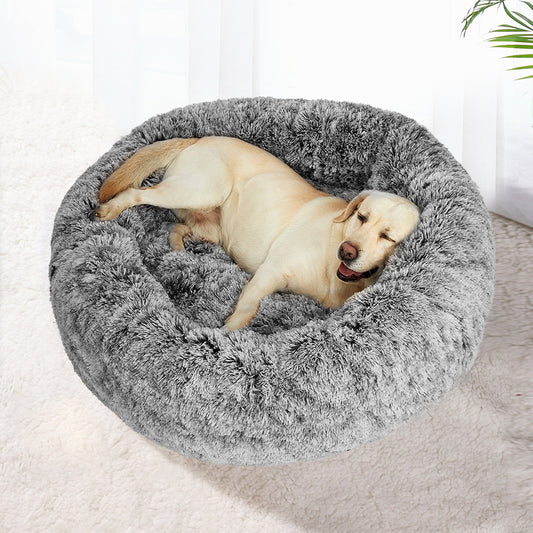 LARGE Dog Beds Pet Donut Nest Calming - Charcoal