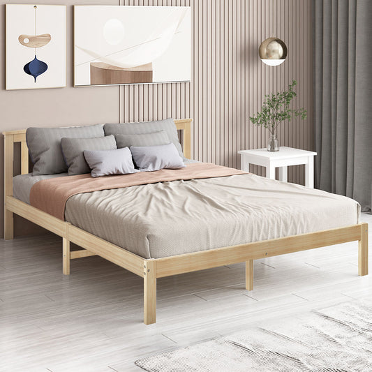 Arianne Wooden Bed Frame Base Full Size Timber Natural - Queen