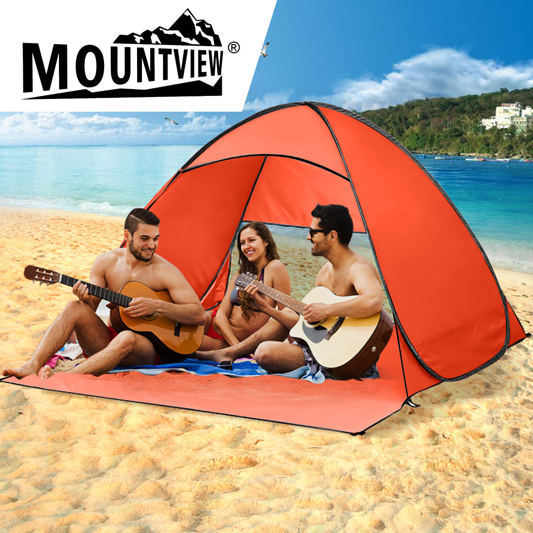 Pop Up Beach Tent Camping Portable Shelter Shade 2 Person Tents Fish Orange