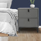 Lethbridge Wooden Steel Frame Bedside Tables Side Table Bedroom Nightstand Storage Cabinet with 2 Drawers - Grey