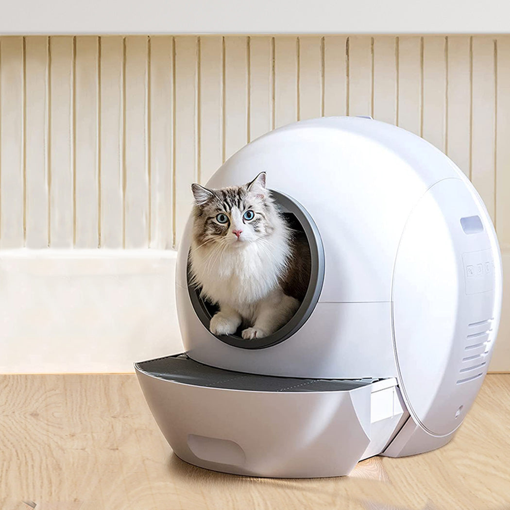 Automatic Smart Cat Litter Box Self-Cleaning With App Remote Control Large - White Large